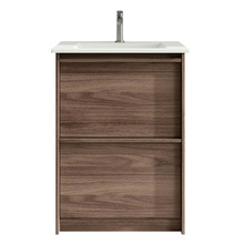 Malie 600mm Notaio Walnut Freestanding Single Vanity with Ceramic Countertop